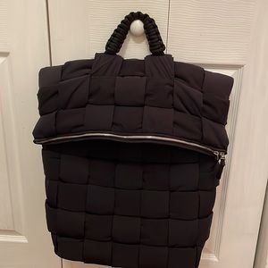 Bottega Veneta Fold-Top Padded Backpack in Black